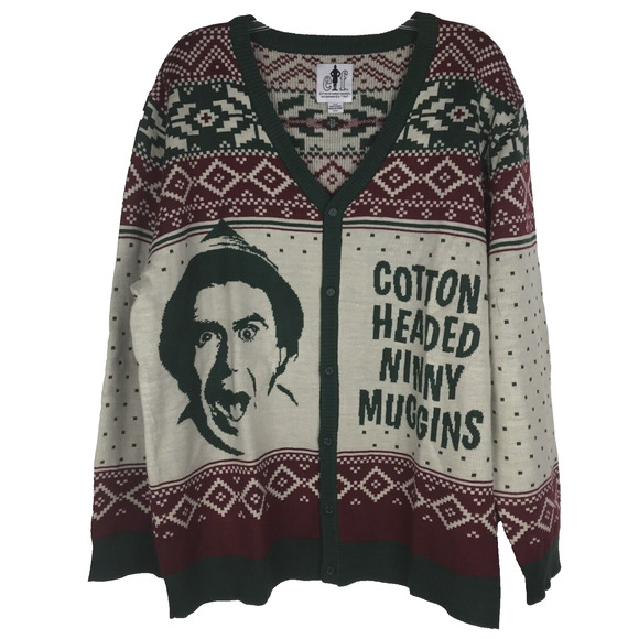 Elf Cardigan Cotton-Headed Minny Muggins Buddy Christmas Sweater Red Green XXL - Picture 1 of 7